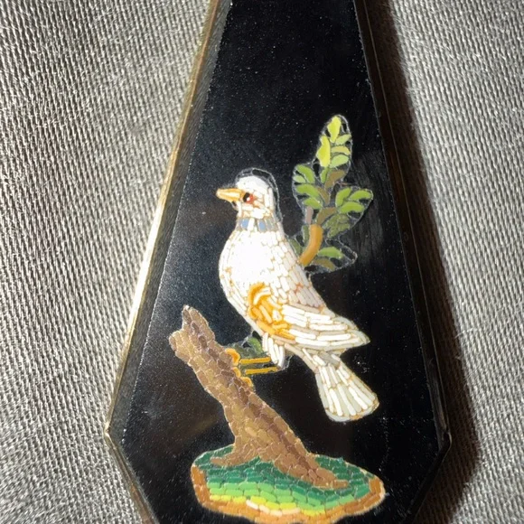 Extraordinary antique pendant with micromosaic, Italy Antique Bird Pendant - Picture 5 of 8